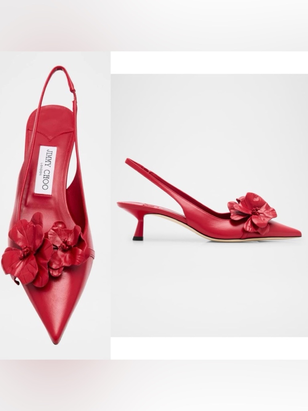 Like new Jimmy Choo Amita Flowers Leather Slingback Pumps $975